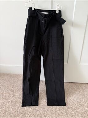 LOFT Black High-Waist Paperbag Chinos with Belt